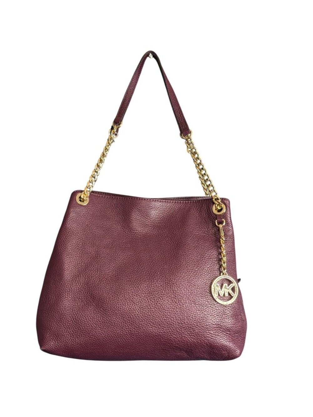 Michael Kors Jet Set Leather Shoulder Bag In Merlot